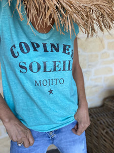 Tee shirt " Copines Soleil Mojito " Turquoise