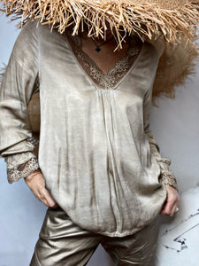 Top satiné RACHEL Beige