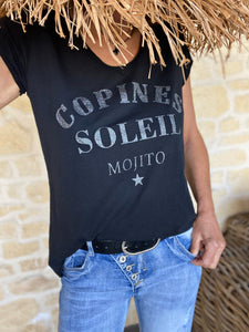 Tee shirt " Copines Soleil Mojito " Noir
