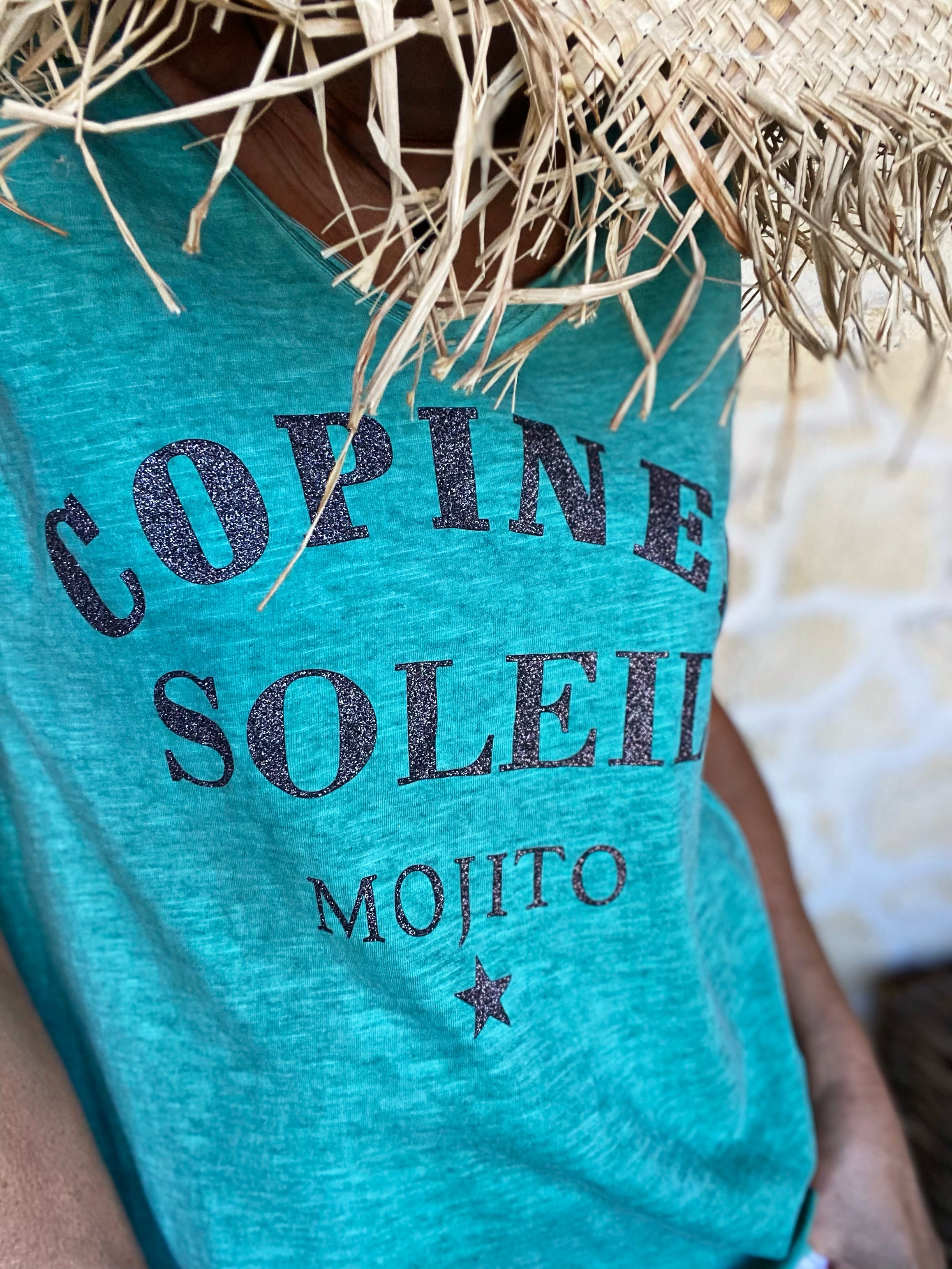 Tee shirt " Copines Soleil Mojito " Vert