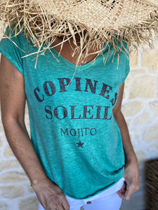Tee shirt " Copines Soleil Mojito " Vert