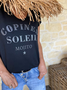 Tee shirt " Copines Soleil Mojito " Noir