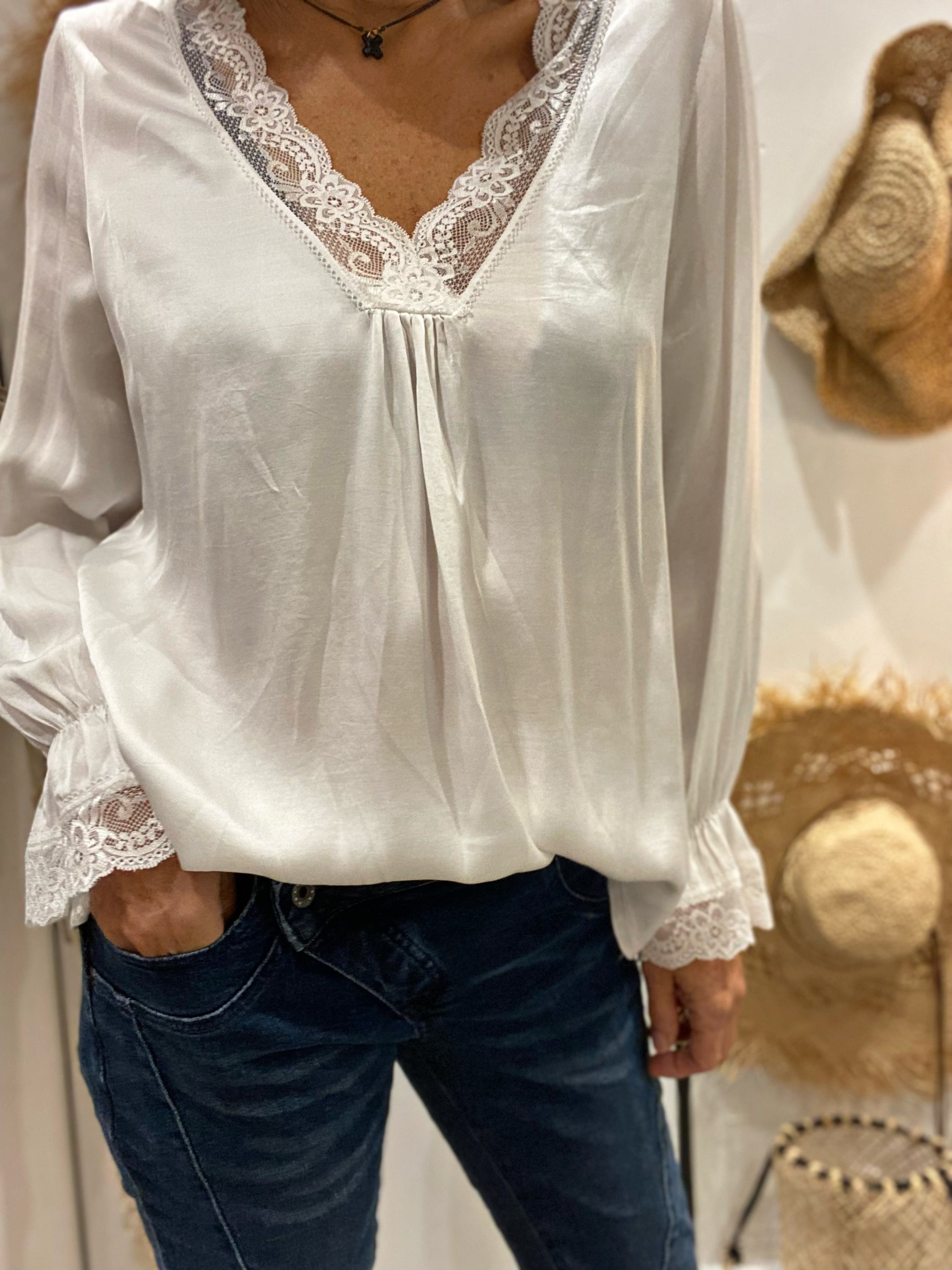 Top satiné RACHEL Blanc